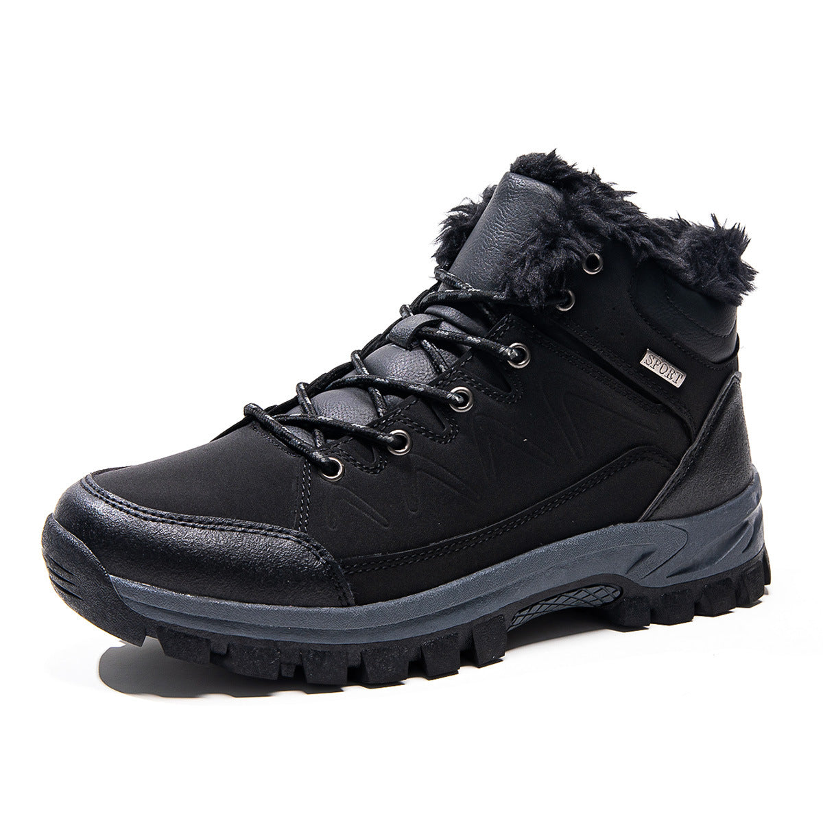 Men's Plus-Size High-Top Fleece-Lined Thermal Shoes | Warm Winter Cotton Sneakers