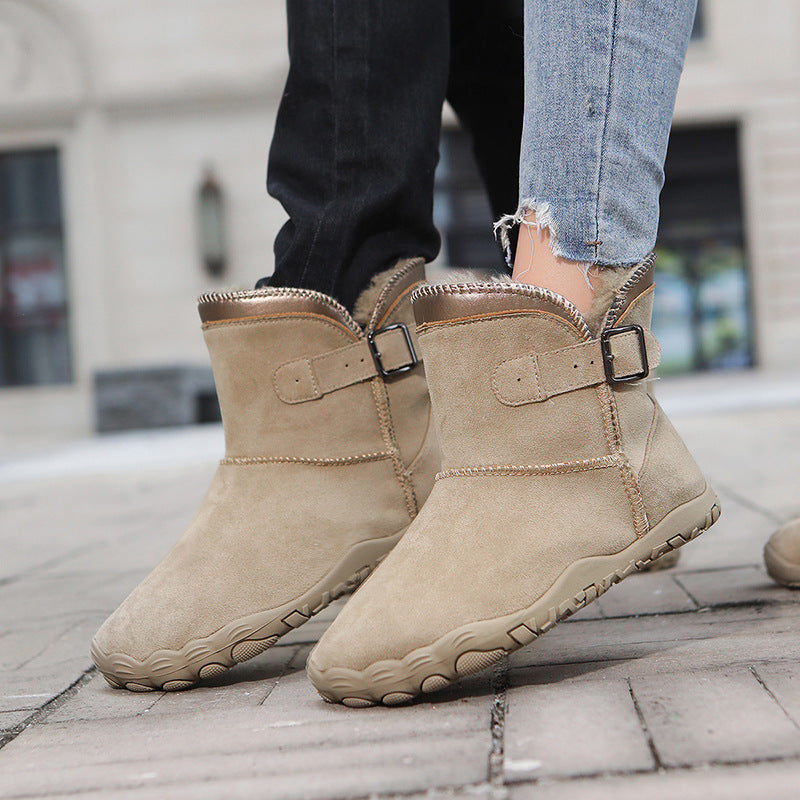 Women's Flat Ankle Boots | Non-Slip Suede Casual Buckle Boots | Sizes 35–46