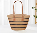 Women's Woven Straw Tote Bag - Minimalist Urban Casual Shoulder Bag with Zipper Compartment