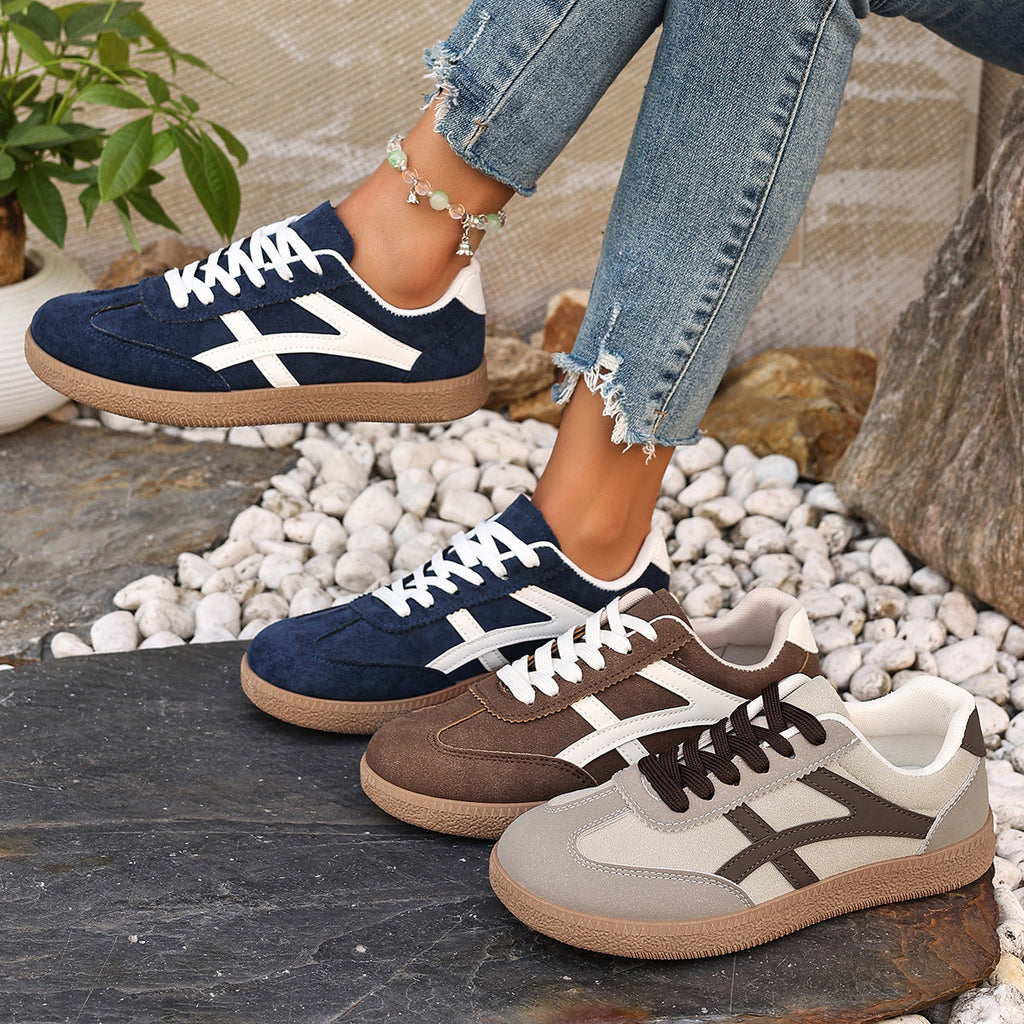 Women's Casual Athletic Sneakers - Lightweight Lace-Up Low-Top Shoes