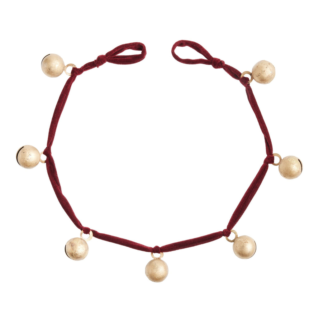 Red Velvet Gold Bell Garland