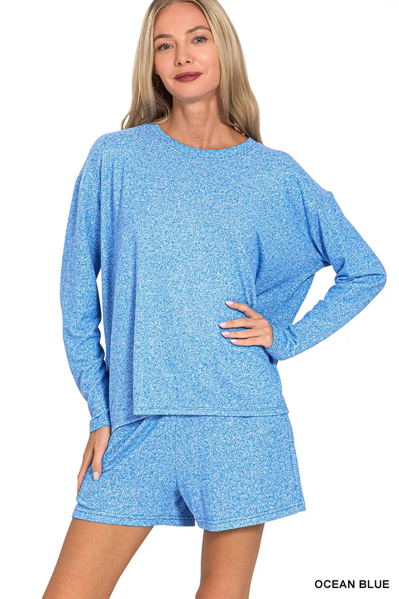I am a Fashion Junky Soft Melange Long Sleeve Tee and Shorts Set