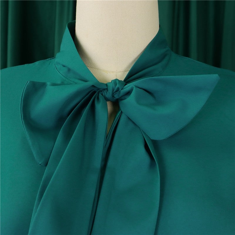 Stylish Ruffle Hem Trumpet Sleeve Dress