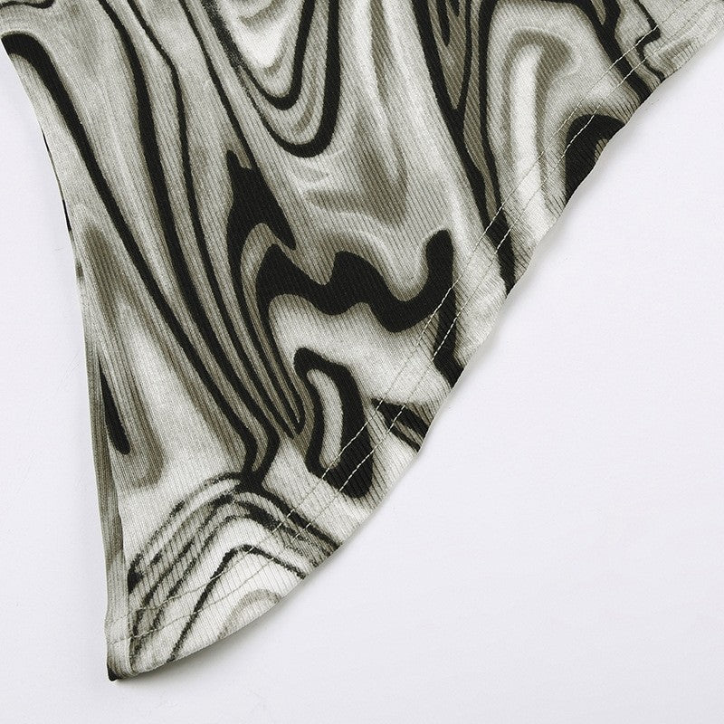 Water Ripple Hollow Letter Asymmetrical Crop Top