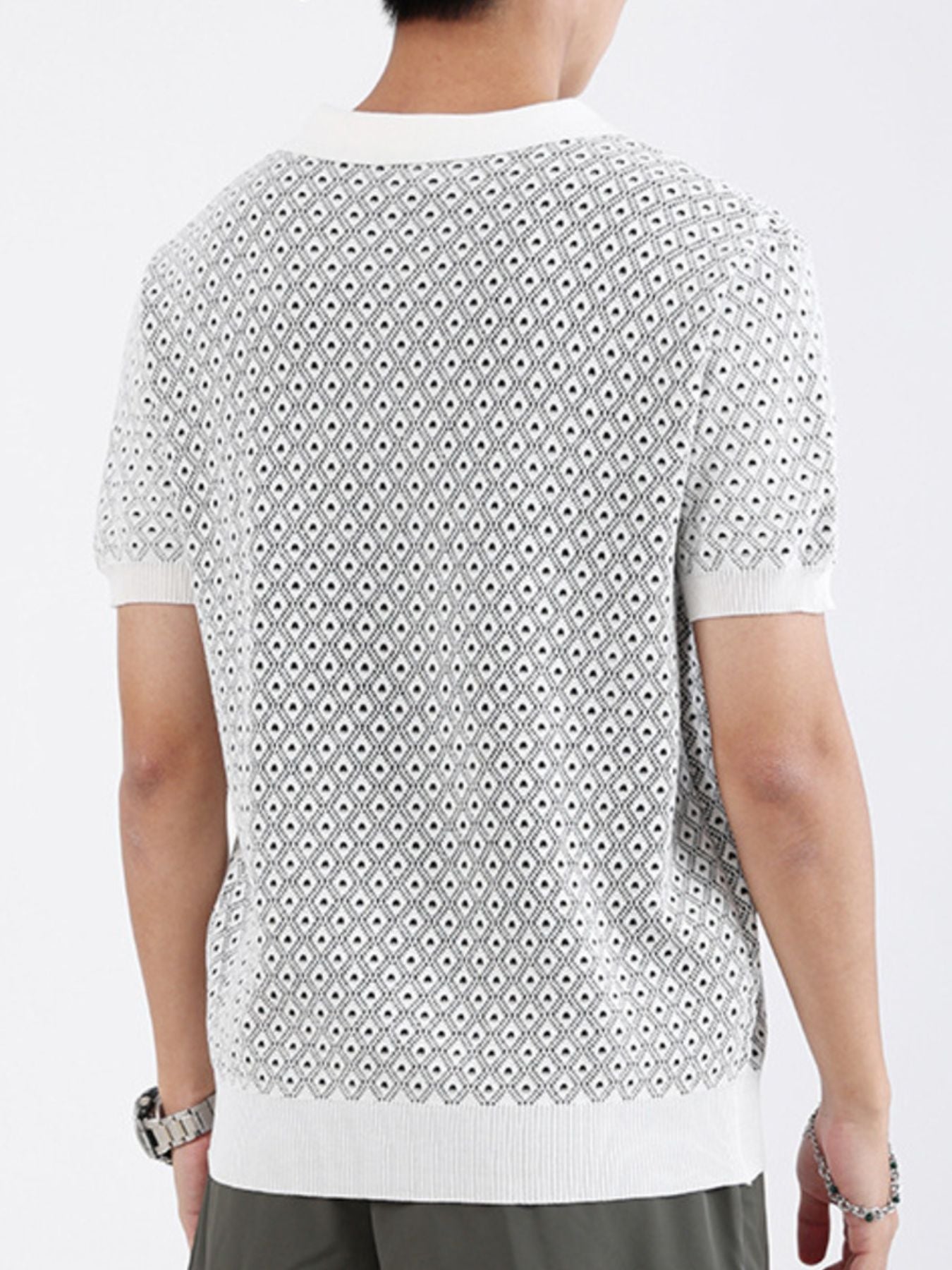 Men's Plus Size Diamond Pattern Short Sleeve Polo