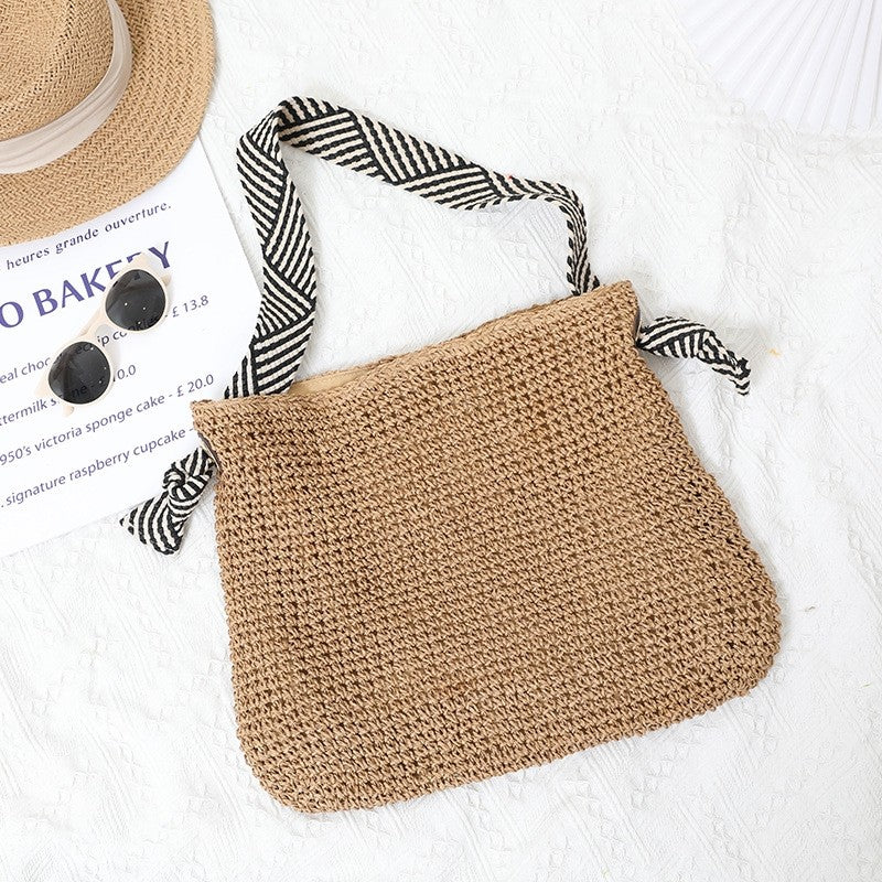Straw Woven Beach Bag in Solid Color