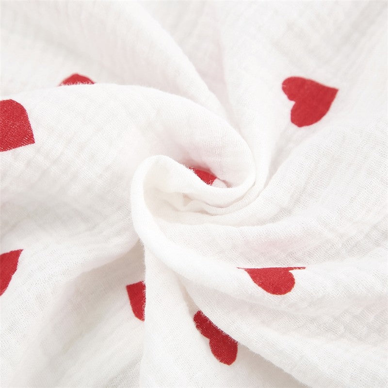 Heart Print Long Sleeve Lapel Single Breasted Top and Shorts Set - Cute Loungewear