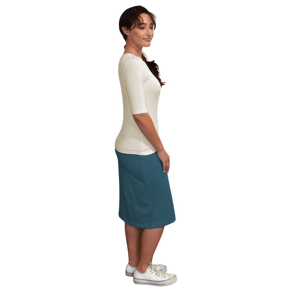 Fitted Layering Shell - Modest Round Neck with Elbow Sleeves
