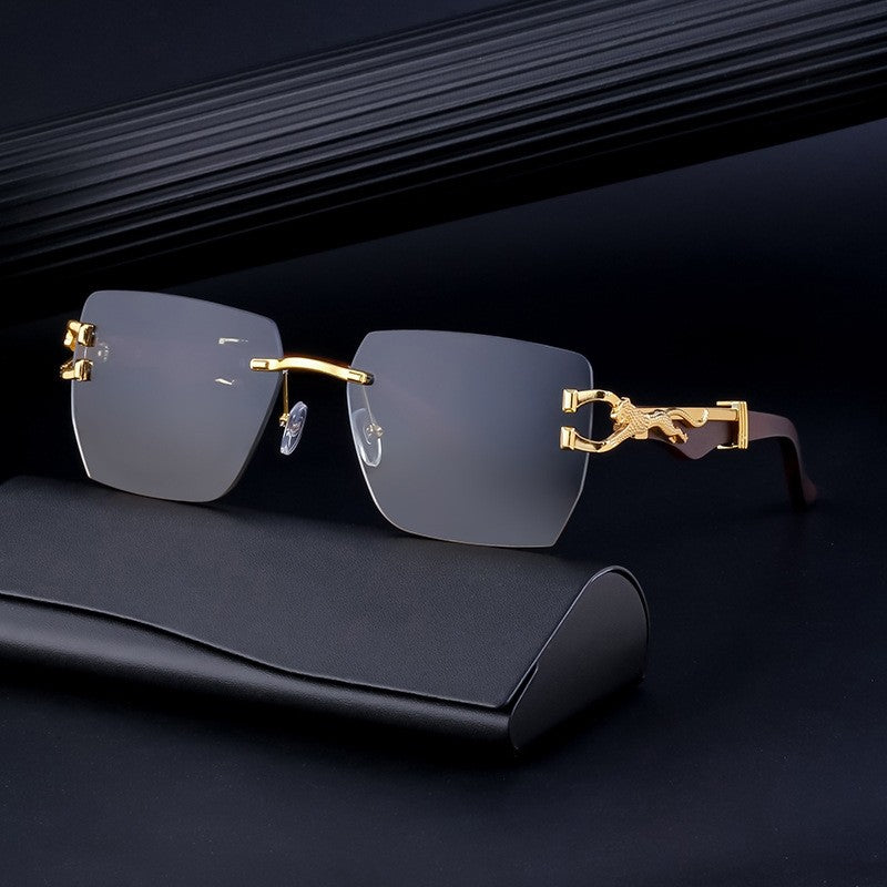 Vintage Leopard Print Square Sunglasses For Men