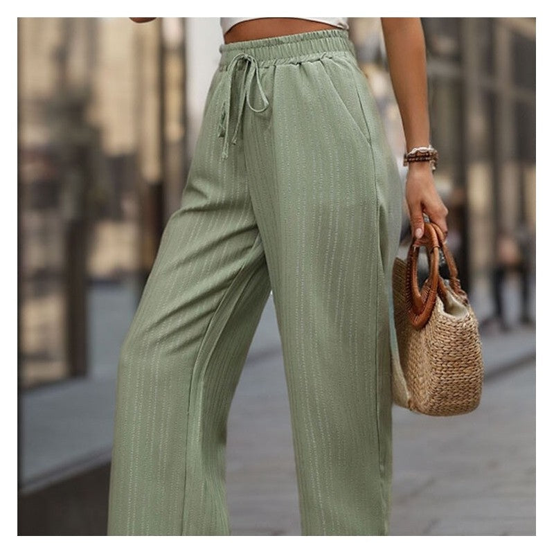 Solid Color High Waist Wide Leg Leisure Pants