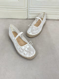 Women's Round Toe Mesh Chunky Sole Sneakers – White Low-Top Shoes