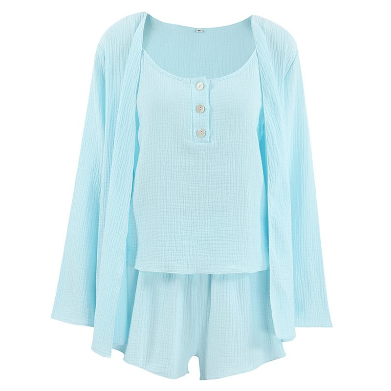 Cozy Home Lounge Set featuring Top, Vest, and Shorts