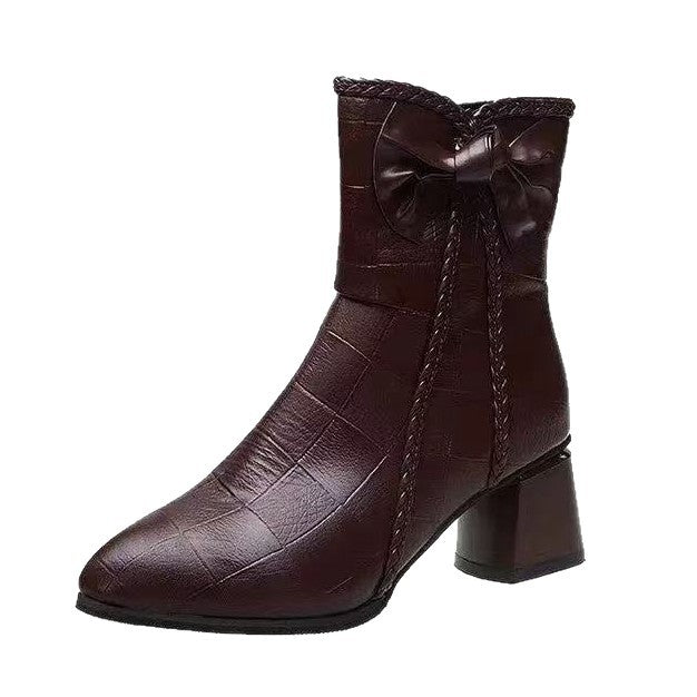 Women's Velvet-Lined Mid-Calf Boots with Side Zipper | Low Heel