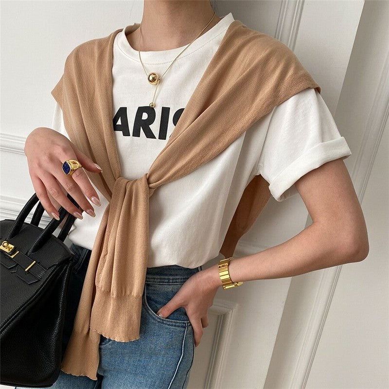 Bold Solid Letter Print Crew Neck T-Shirt