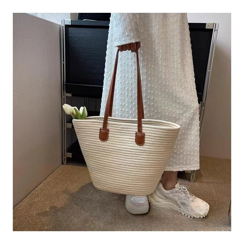 Colorful Oversized Woven Shoulder Tote Bag