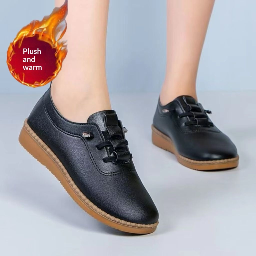 Women's Oxford Flat Shoes – Soft Sole, Non-Slip, Breathable PU Leather