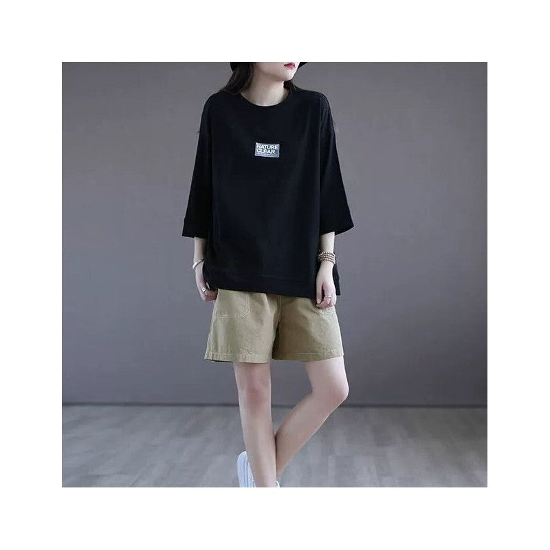 Casual Loose Fit Seven-Point Sleeve T-Shirt