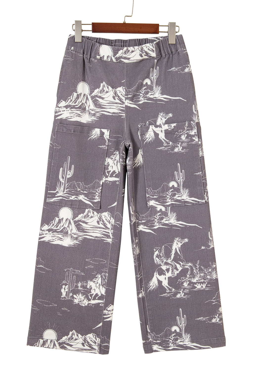 Gray Wild West Riding Vintage Printed Shift Jeans