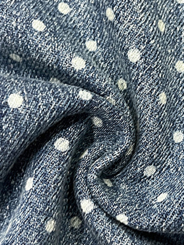Loose Wide Leg Polka-Dot Split-Joint Jean Pants Bottoms