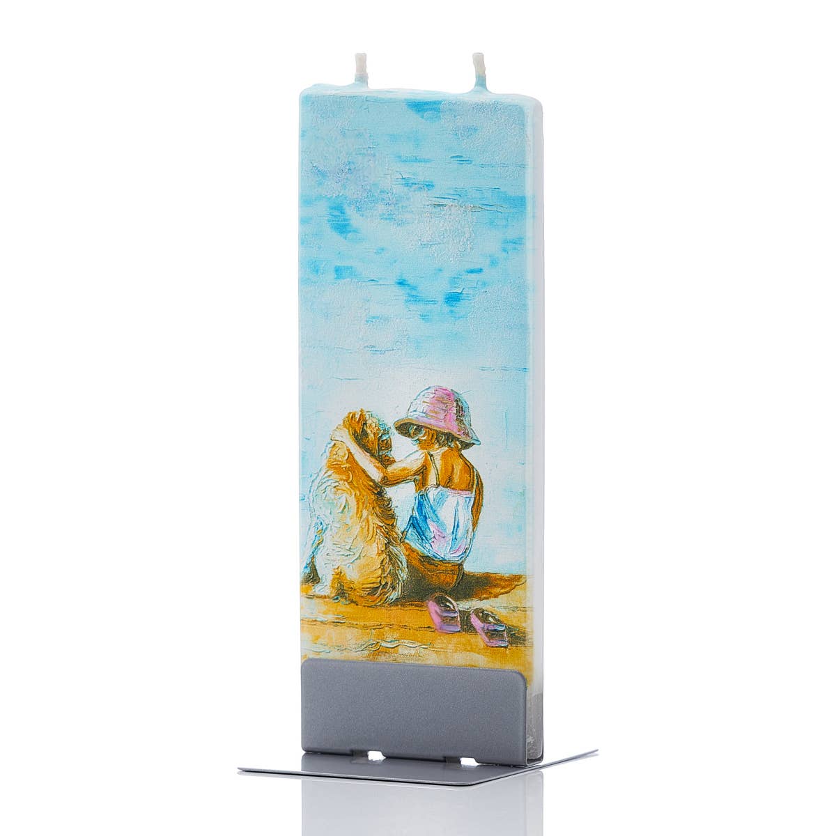 Flatyz Child & Dog On Beach Dock Candle