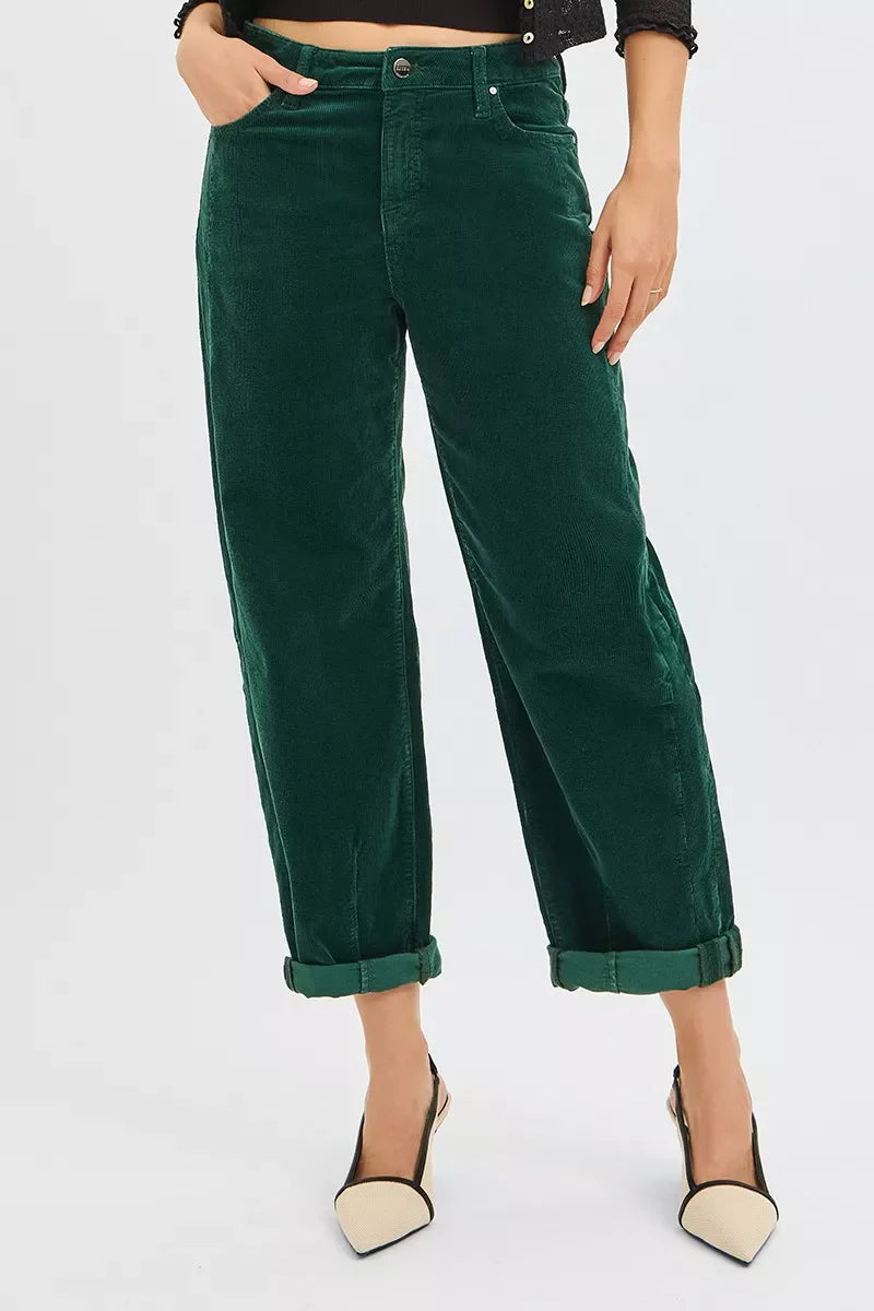 High Rise Crop Barrel Cordurory Pants