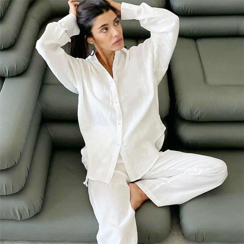 Casual Comfort: Relaxed Fit Long Sleeve Top and Cozy Pants