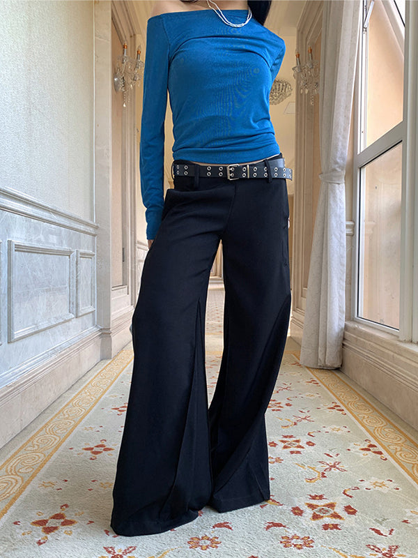 Loose Wide Leg Solid Color Split-Joint Pants Suit Pants Trousers