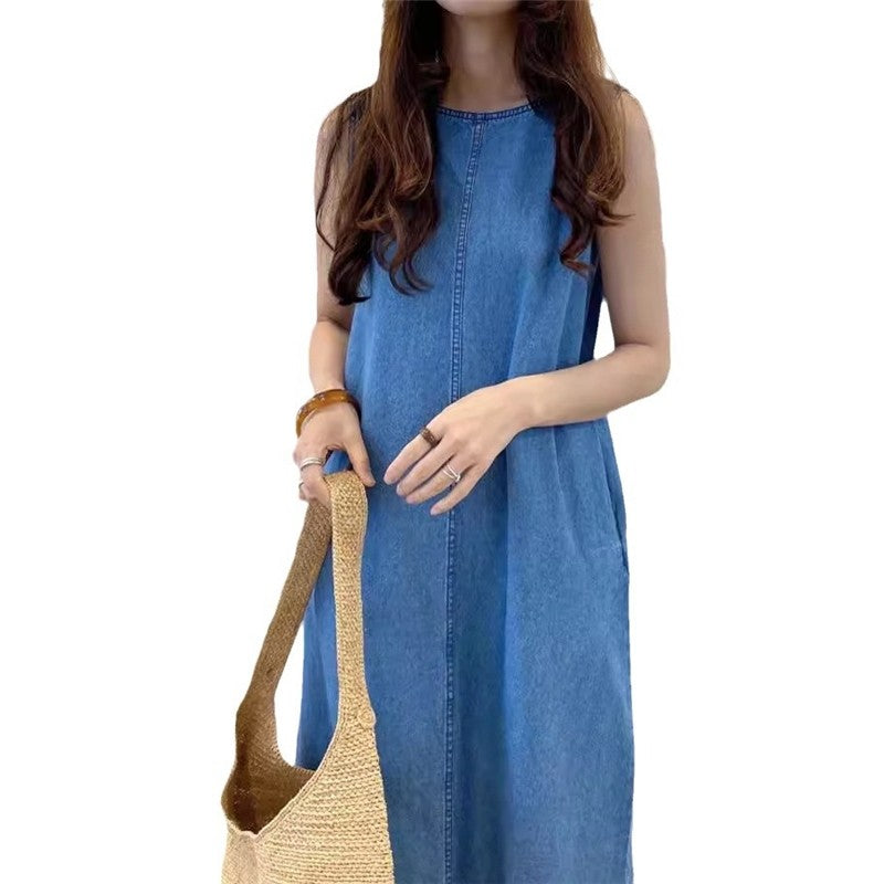 Minimalist Sleeveless Denim Dress