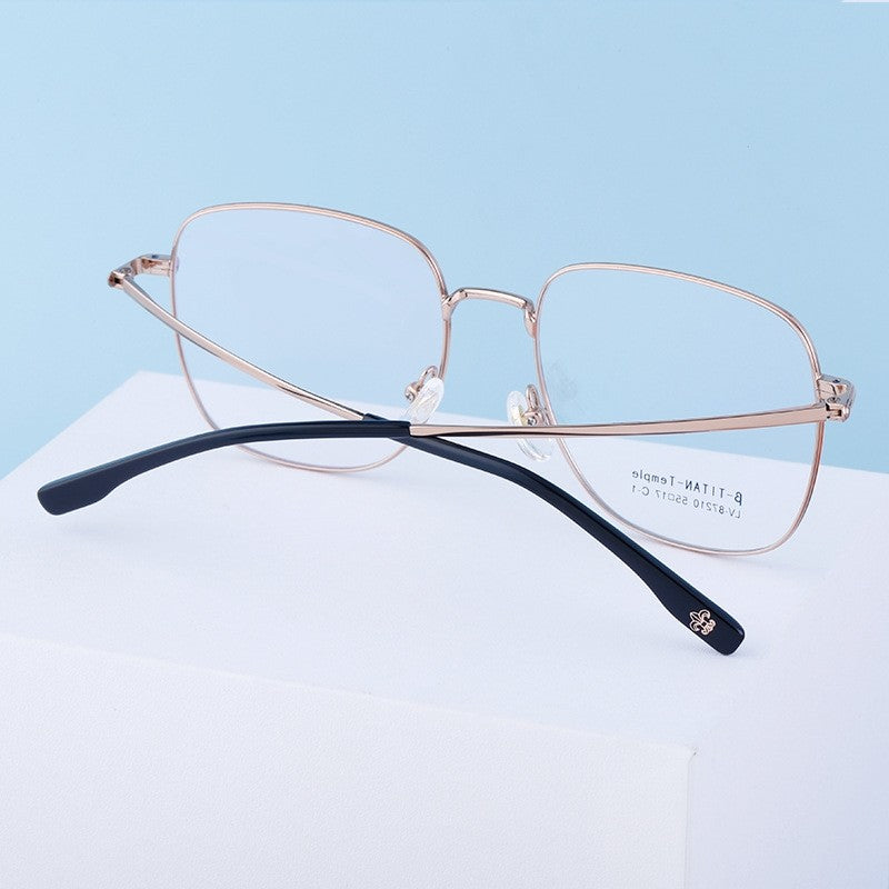 Fashionable And Artistic Square Half-Titanium Matte Glasses
