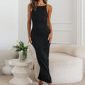 Solid Color Sleeveless Halter Dress