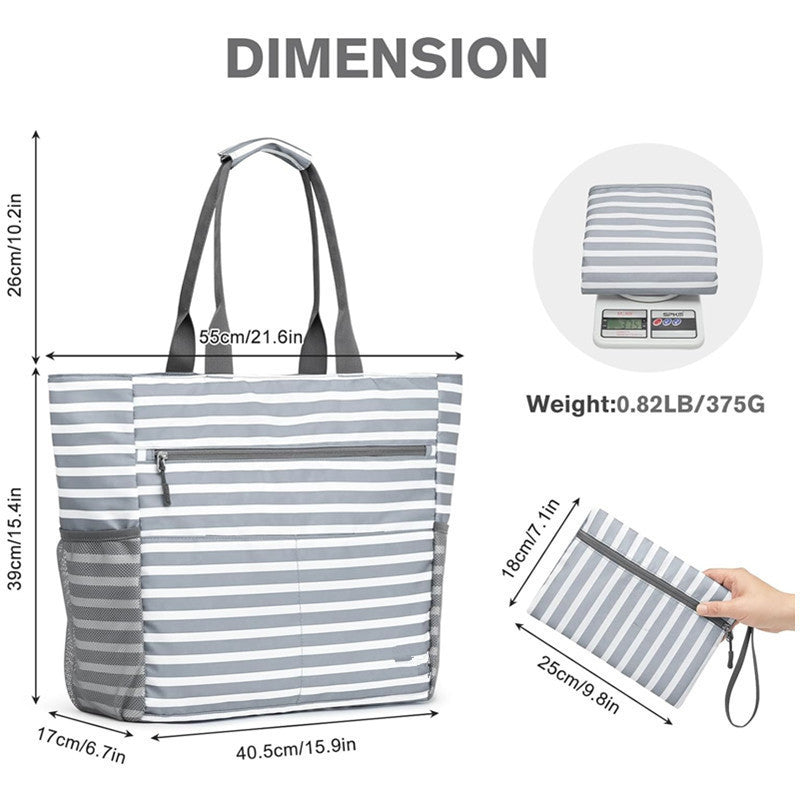 Large Waterproof Beach Tote Bag – Foldable, Sandproof & Lightweight for Travel