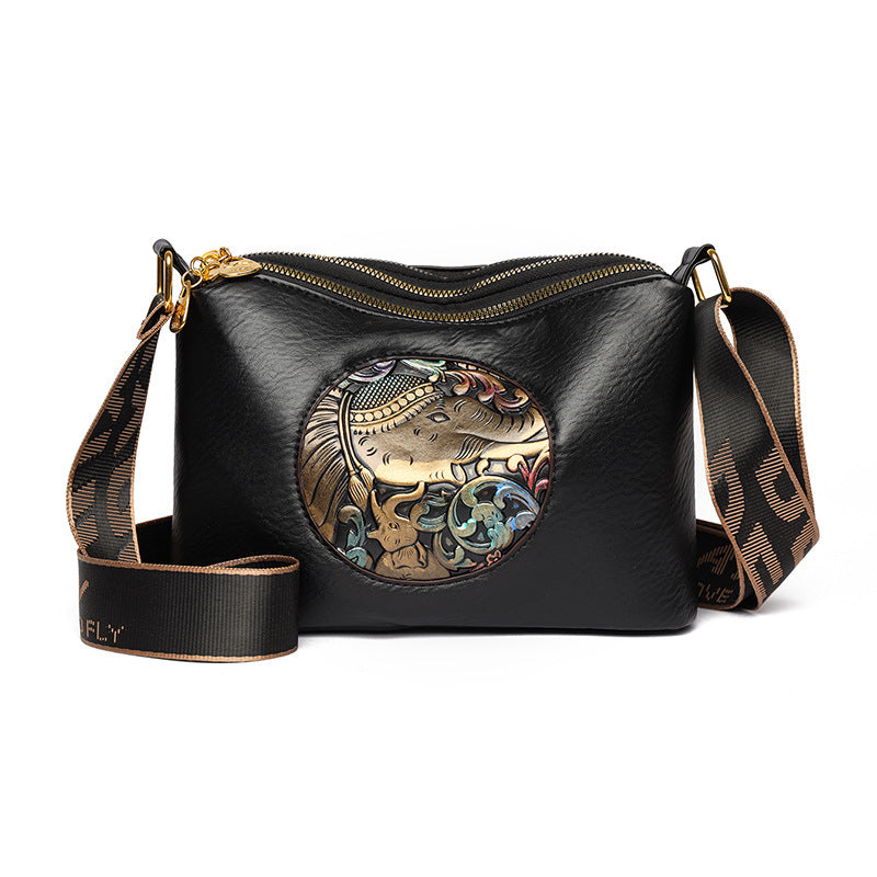 Women's Retro Chinese-Style Shoulder Bag - Multi-Compartment High-Capacity Crossbody Bag