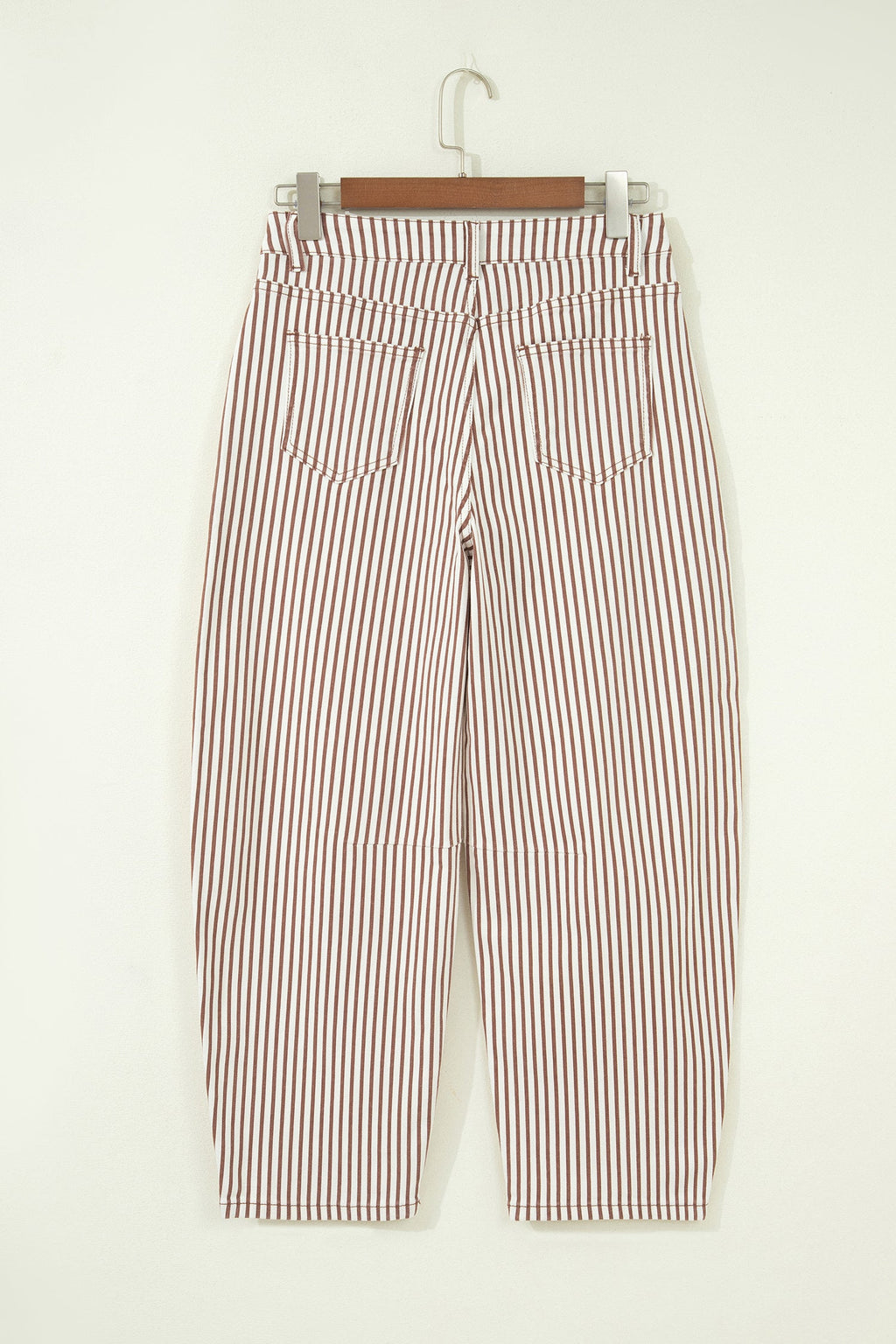Brown Stripe Casual Barrel Jeans