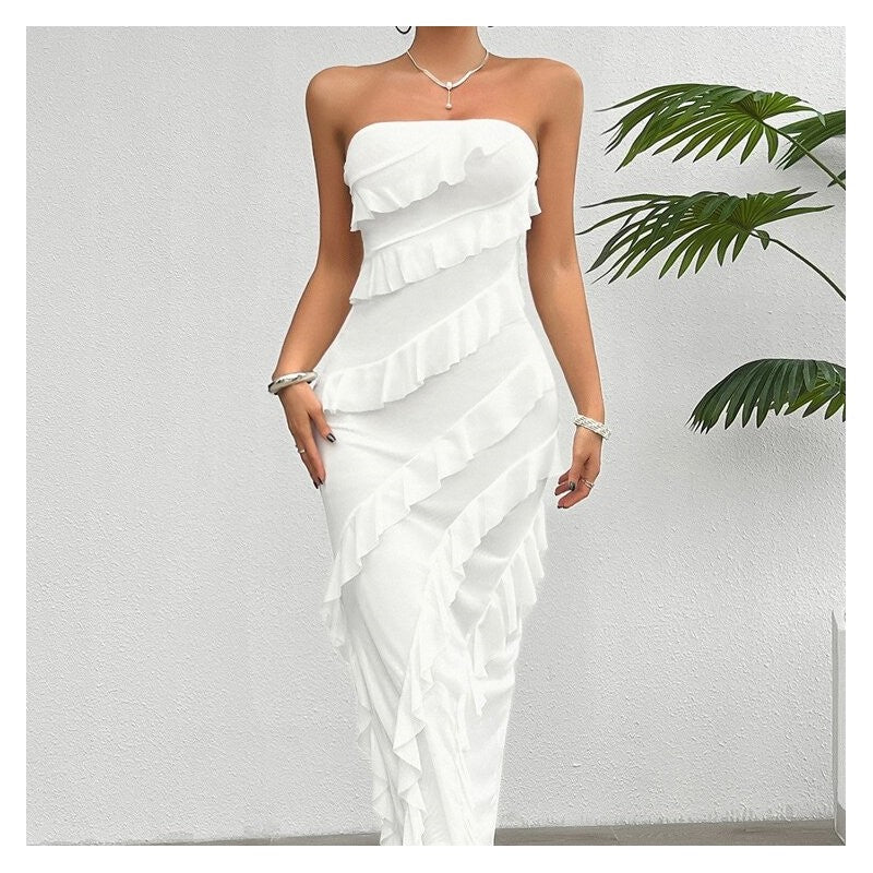 Solid Color Bodycon Bandeau Dress - Chic and Stylish Fashion Choice