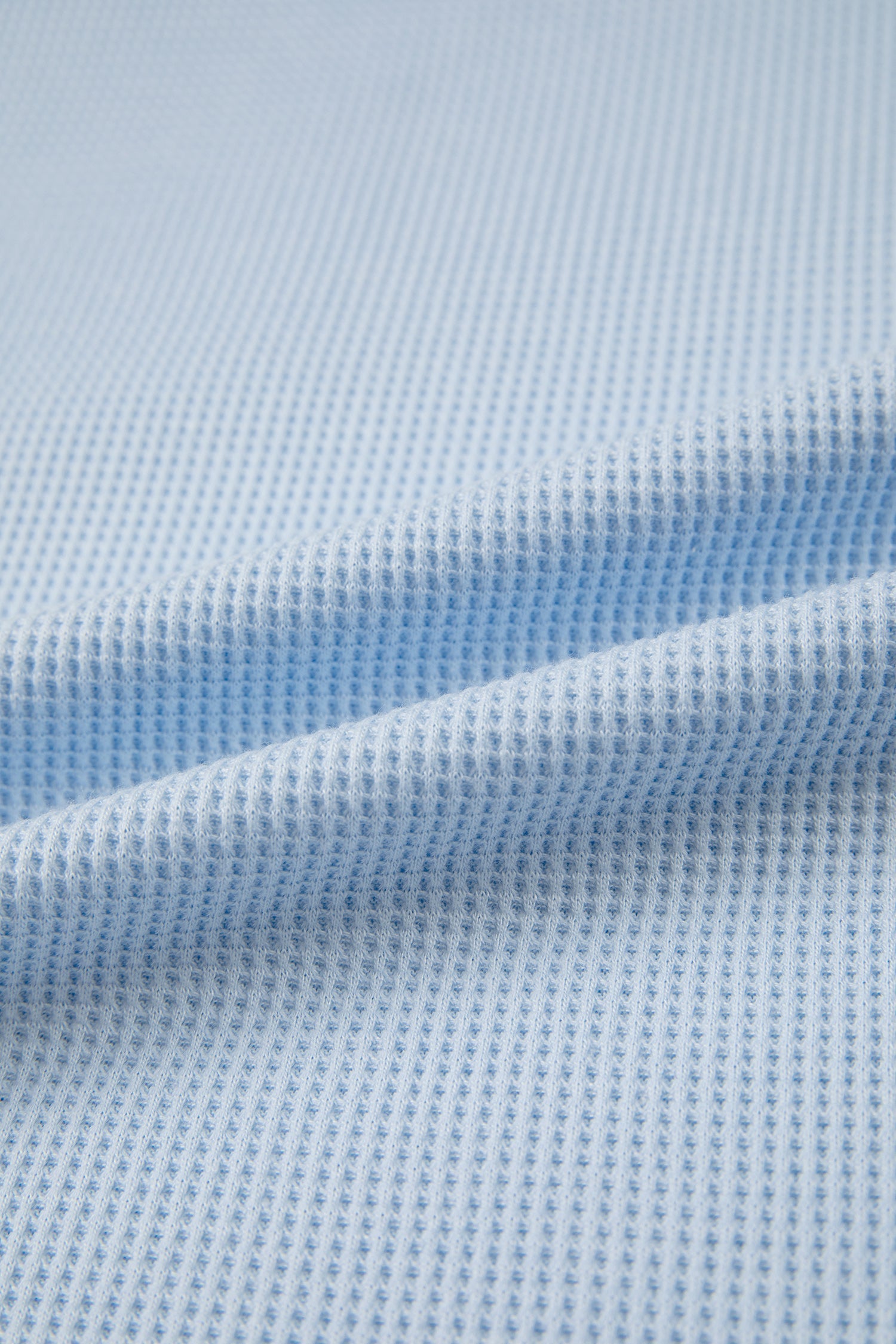 Light Blue Solid Color Raw Seam Waffled Patchwork Casual T Shirt