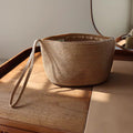 Women's Straw Woven Cosmetic Bag – Portable Summer Solid-Color Storage Pouch