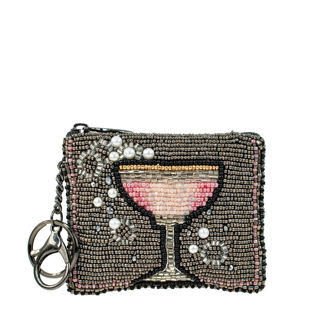Mary Frances Pink Champagne Beaded Coin Purse/Key Fob