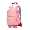 Kids Rolling School Backpack with Wheels - Removable Trolley Luggage Bag for Students