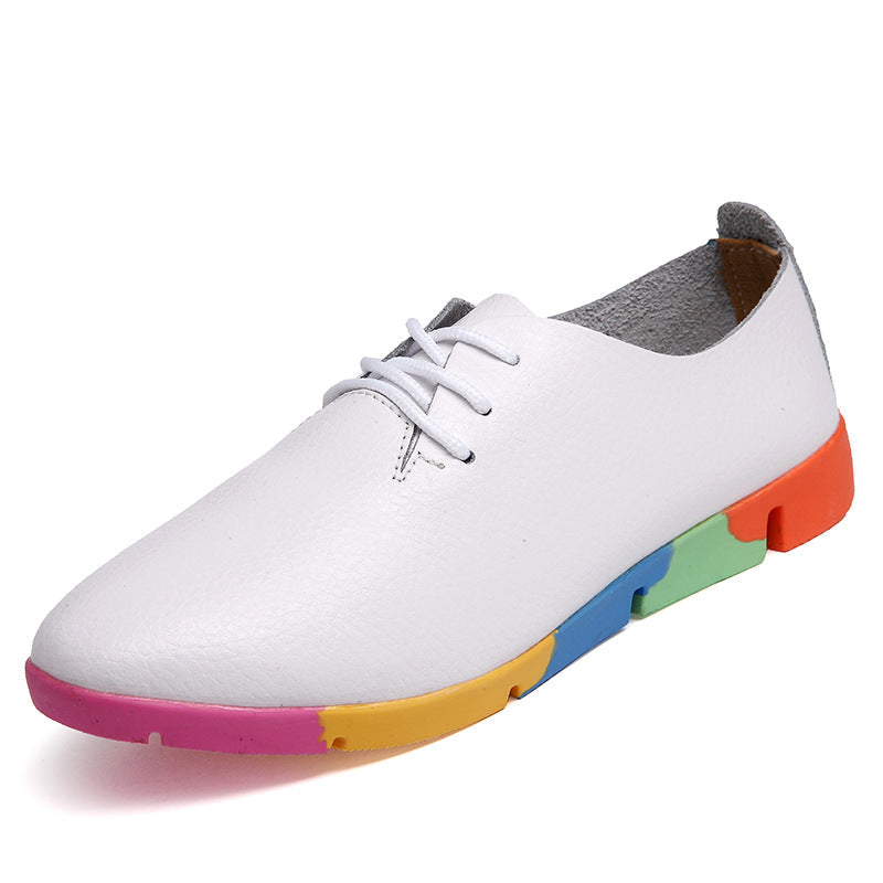 Pointed Toe Leather Flat Shoes