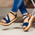 Women's Platform Sandals Hollow Cutout Buckle | Roman Style PU Open-Toe Heels