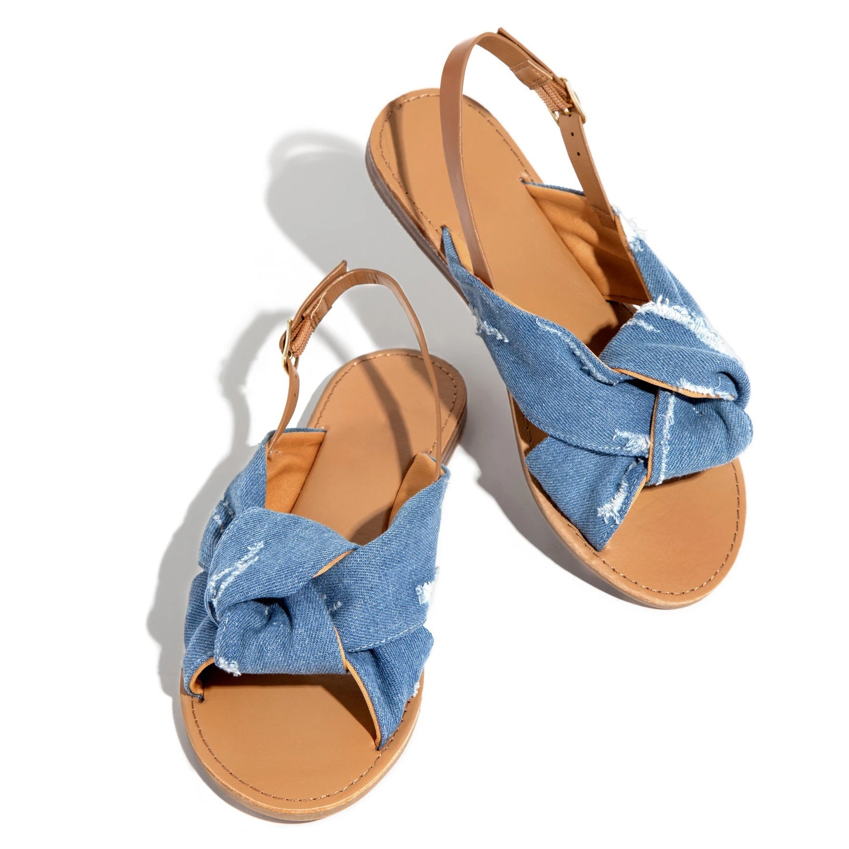Women's Denim Flat Sandals | Open-Toe Beach Slippers