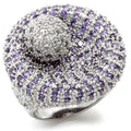 Rhodium Brass Ring with AAA Grade CZ  in Tanzanite