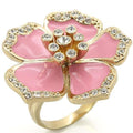 Gold Brass Ring with Top Grade Crystal in Clear Size 10