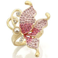 Gold Brass Ring with Top Grade Crystal  in Multi Color