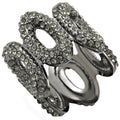 Ruthenium Brass Ring with Top Grade Crystal  in Black Diamond Size 7