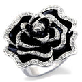 Rhodium Brass Ring with Top Grade Crystal in Clear Size 5