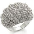 Rhodium Brass Ring with AAA Grade CZ in Clear Size 7
