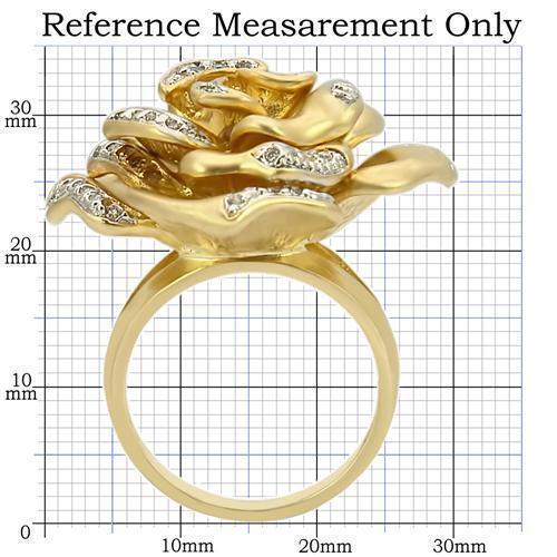 Matte Gold & Rhodium Brass Ring with AAA Grade CZ in Clear Size 6