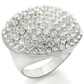 Rhodium+Brushed Brass Ring with Top Grade Crystal in Clear Size 5