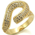 Gold Brass Ring with AAA Grade CZ  in Clear Size 5